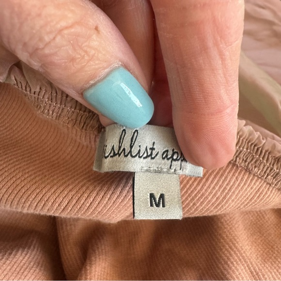 Wishlist Apparel Off Shoulder Chiffon Metallic Lined Blouse Top Blush Size M - Picture 6 of 10